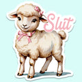 Slut Sticker Decal, Funny Cute Vintage Lamb - Adult & Kids T-Shirts, Sweatshirts & Hoodies apparel design preview 1