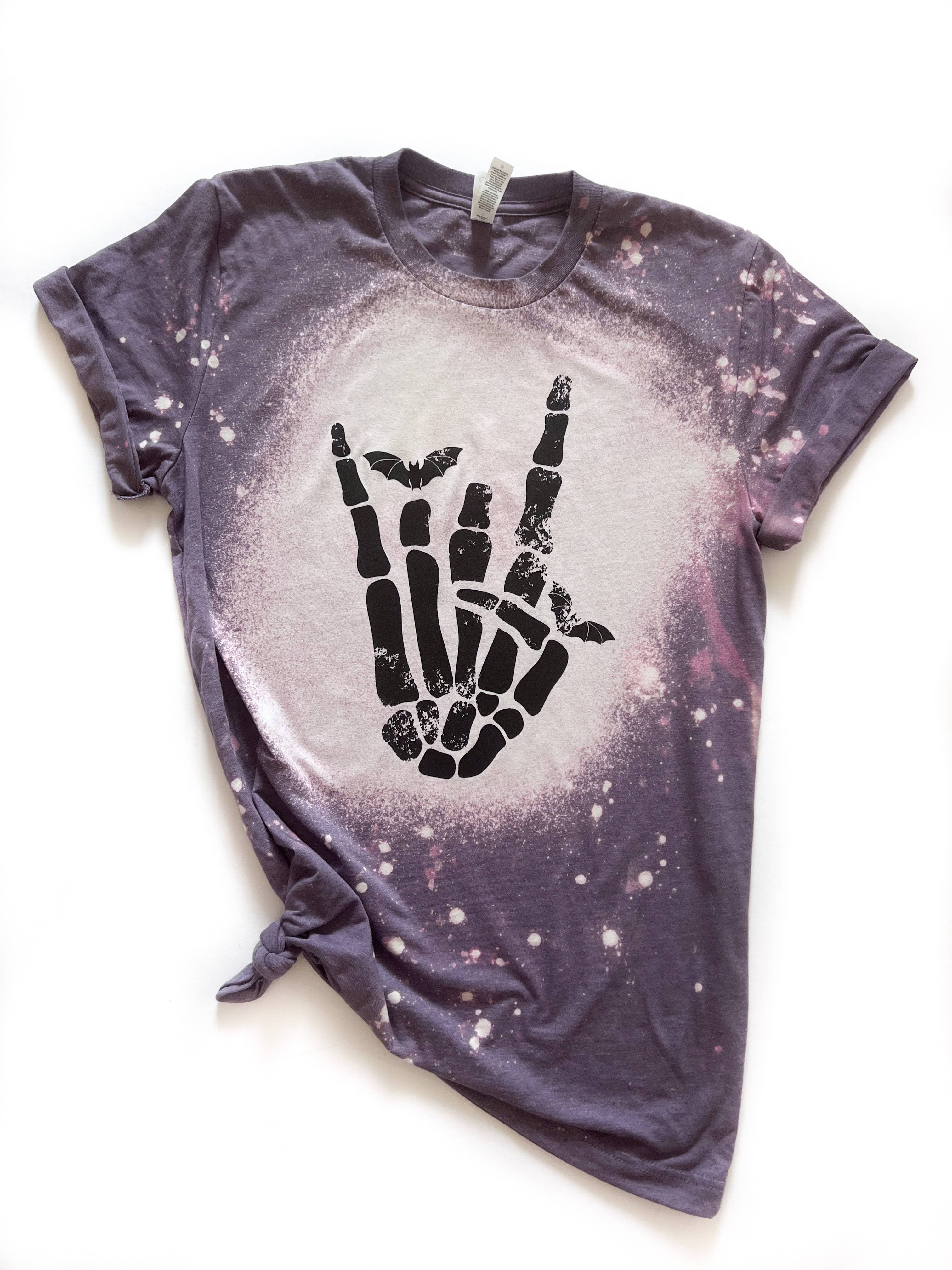 Rocker Bat Halloween Bleached - Adult & Kids T-Shirts, Sweatshirts & Hoodies apparel design preview 1