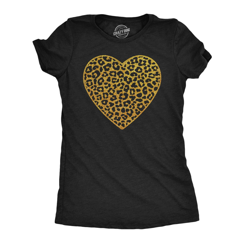 Gold Glitter Leopard Print Heart Women's - Adult & Kids T-Shirts, Sweatshirts & Hoodies apparel design preview 1