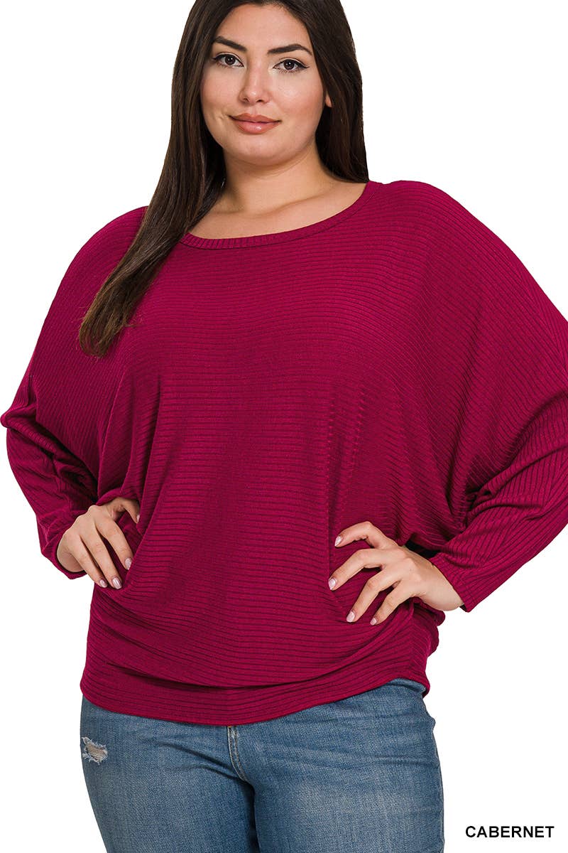 "....Plus Size Ribbed Batwing Boat Neck Sweater - Adult & Kids T-Shirts, Sweatshirts & Hoodies apparel design preview 1