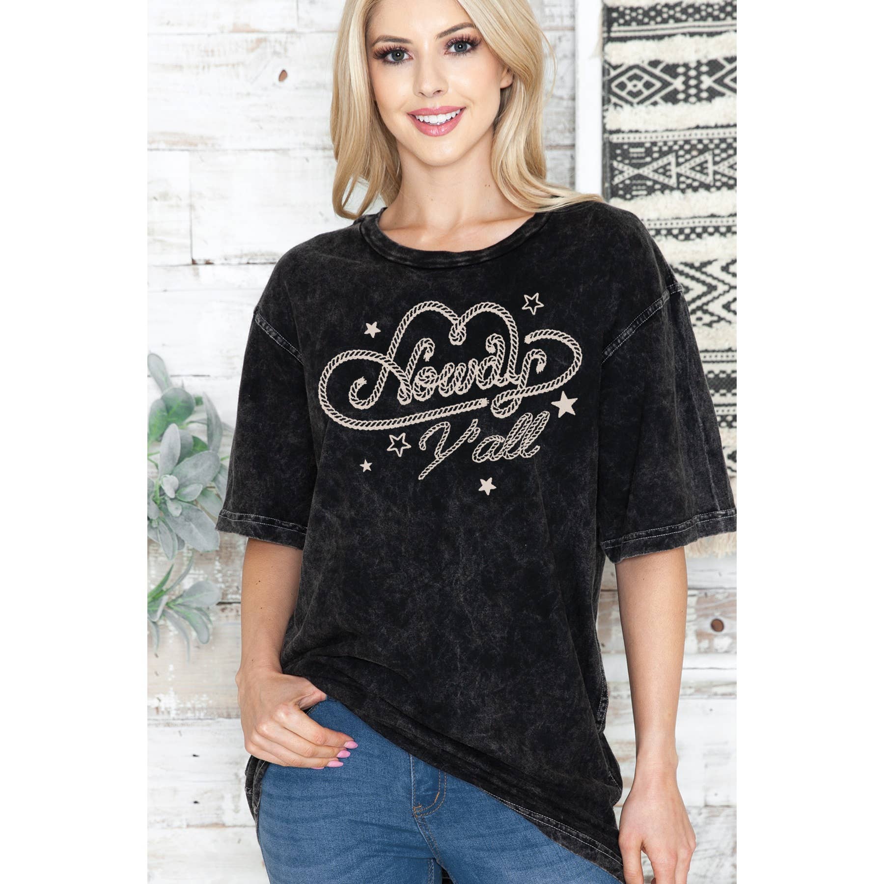 Howdy Yall -Unisex Oversized Mineral Wash - Adult & Kids T-Shirts, Sweatshirts & Hoodies apparel design preview 1