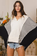 T2087-1 Oversized Spread Collared V-Neck Contrast Top - Adult & Kids T-Shirts, Sweatshirts & Hoodies apparel design preview 1