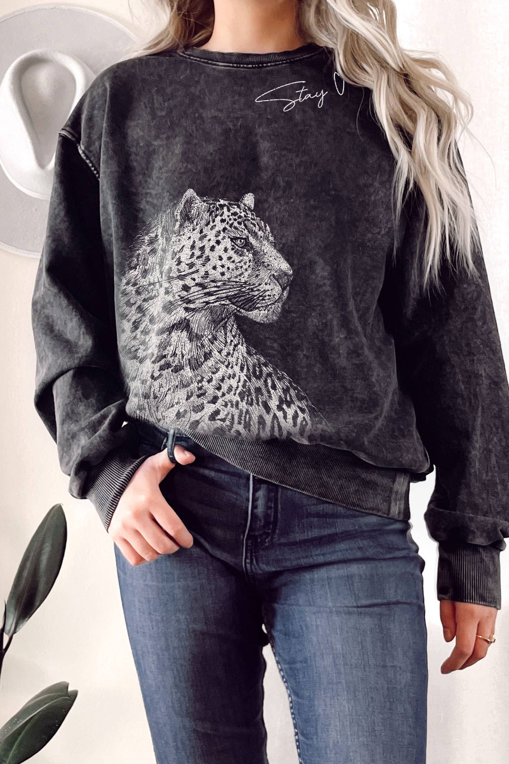 Stay Wild Leopard Mineral Graphic Terry - Adult & Kids T-Shirts, Sweatshirts & Hoodies apparel design preview 1