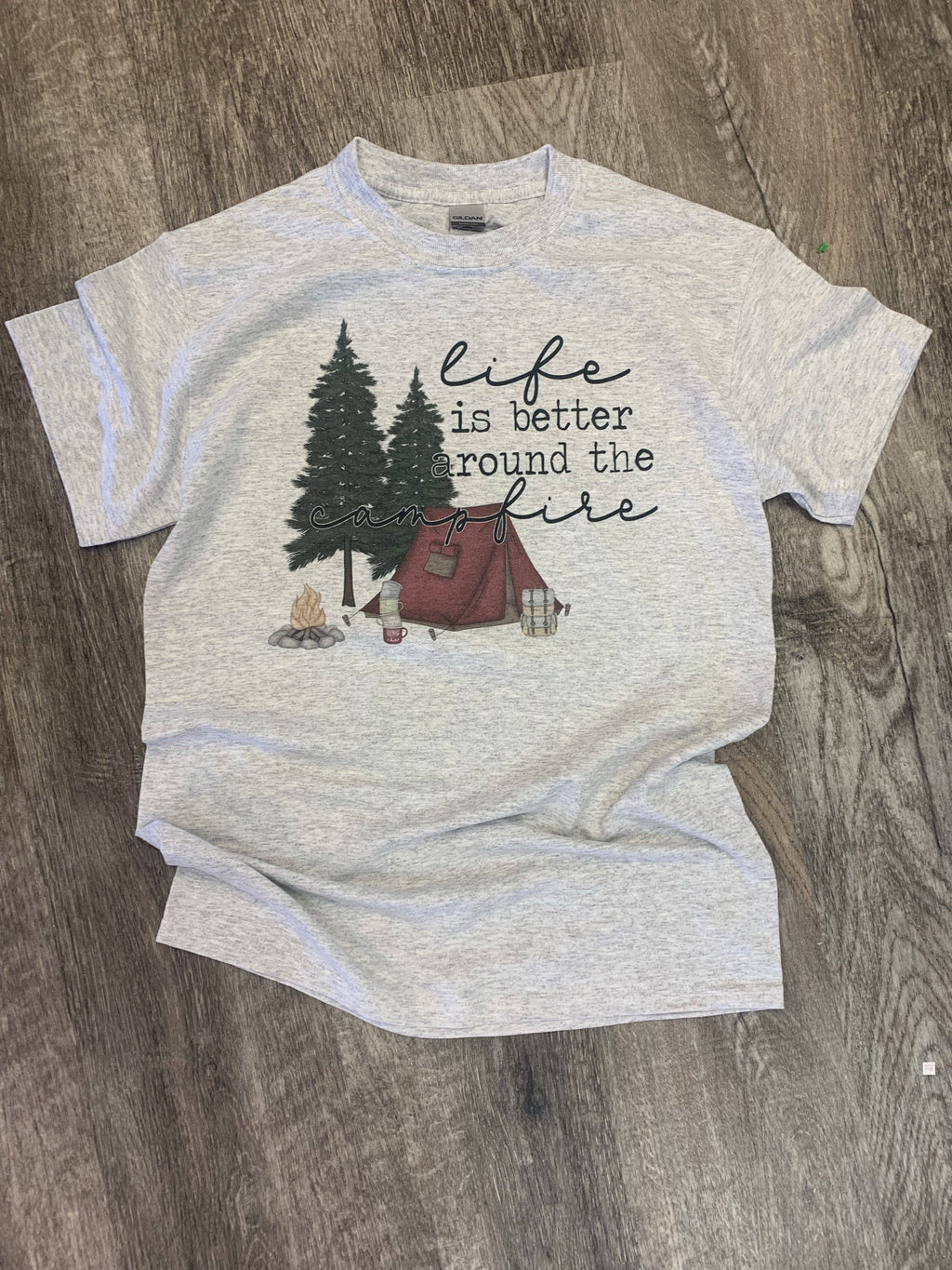 Life Is Better Around the Campfire On Ash Gray - Adult & Kids T-Shirts, Sweatshirts & Hoodies apparel design preview 1