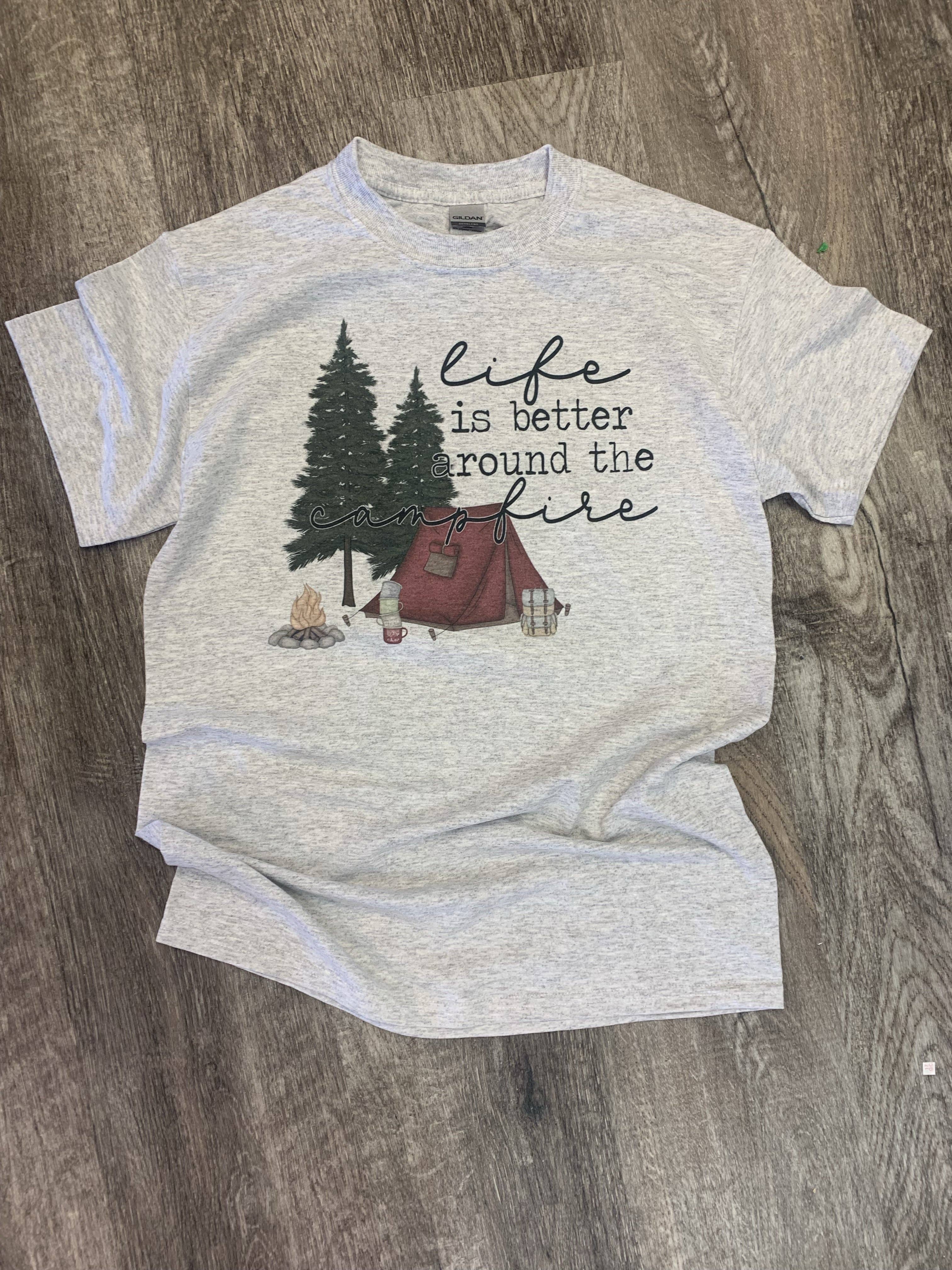 Life Is Better Around the Campfire On Ash Gray - Adult & Kids T-Shirts, Sweatshirts & Hoodies apparel design preview 1