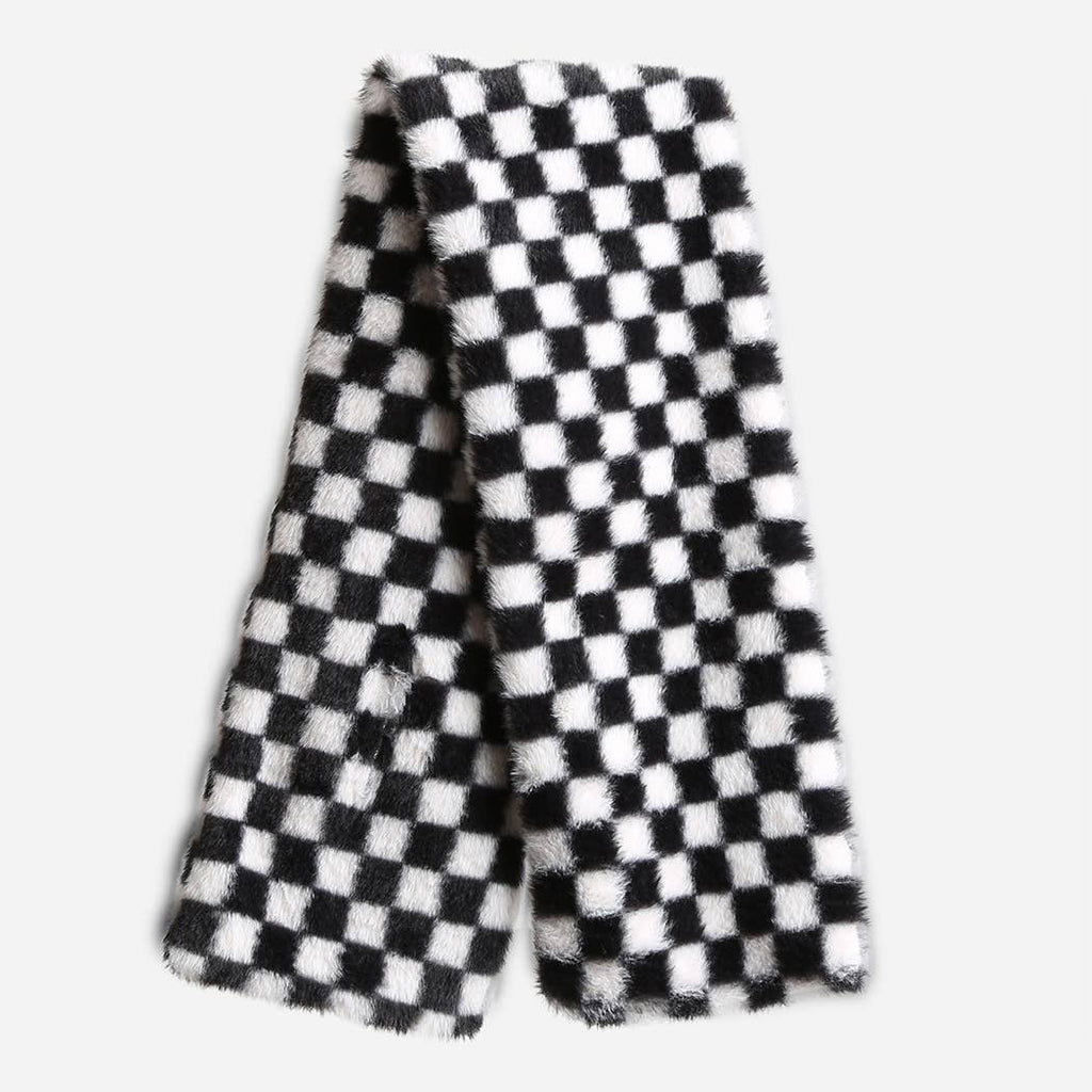 Faux Fur White Checkered Pattern Scarf - Adult & Kids T-Shirts, Sweatshirts & Hoodies apparel design preview 1