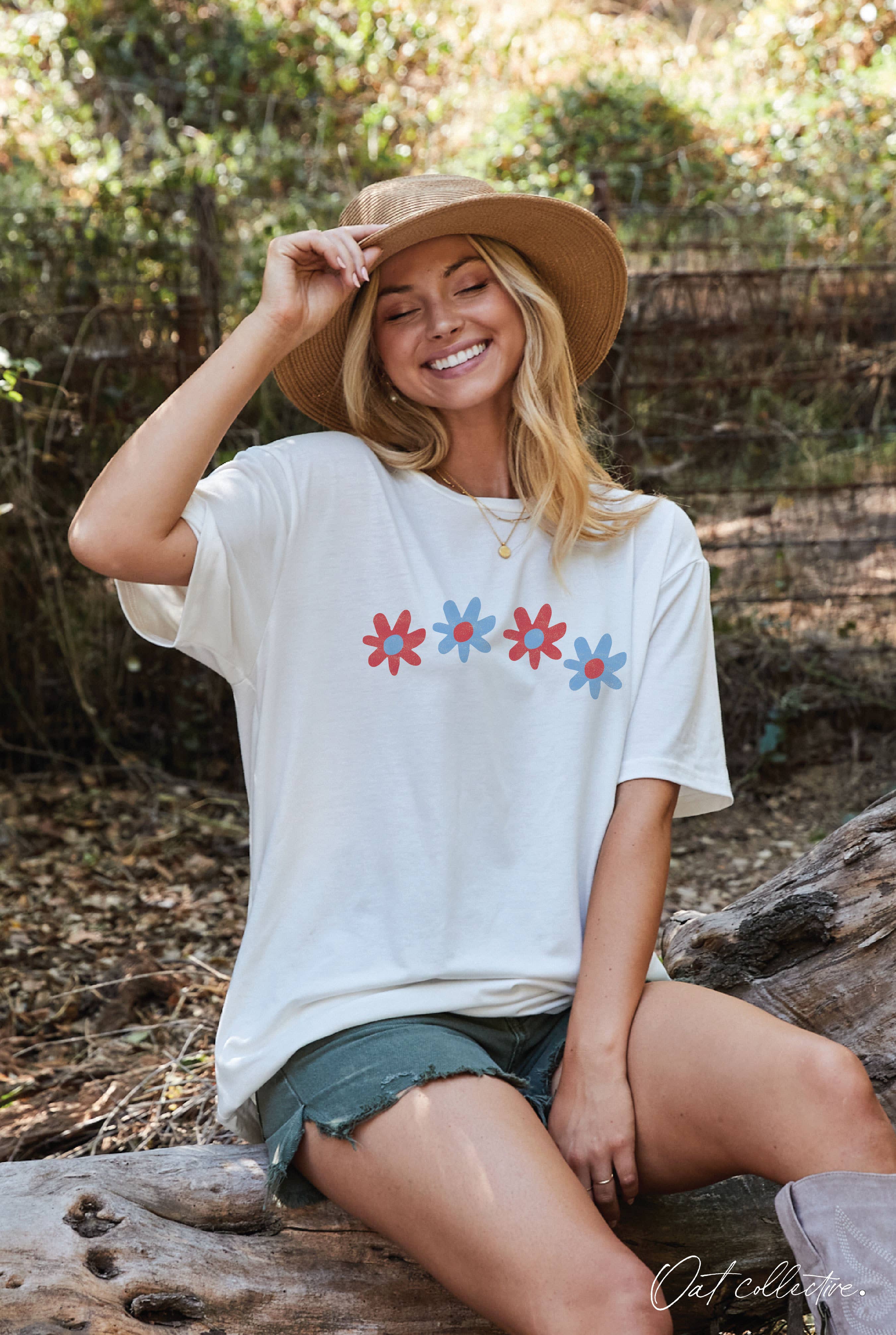 Daisy Row Oversized Mineral Washed Graphic Top - Adult & Kids T-Shirts, Sweatshirts & Hoodies apparel design preview 1