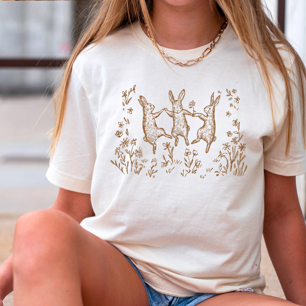 Dancing Spring Bunnies Easter Graphic Gildan - Adult & Kids T-Shirts, Sweatshirts & Hoodies apparel design preview 1