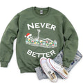 Never Better Christmas Skeleton, Retro - Adult & Kids T-Shirts, Sweatshirts & Hoodies apparel design preview 1