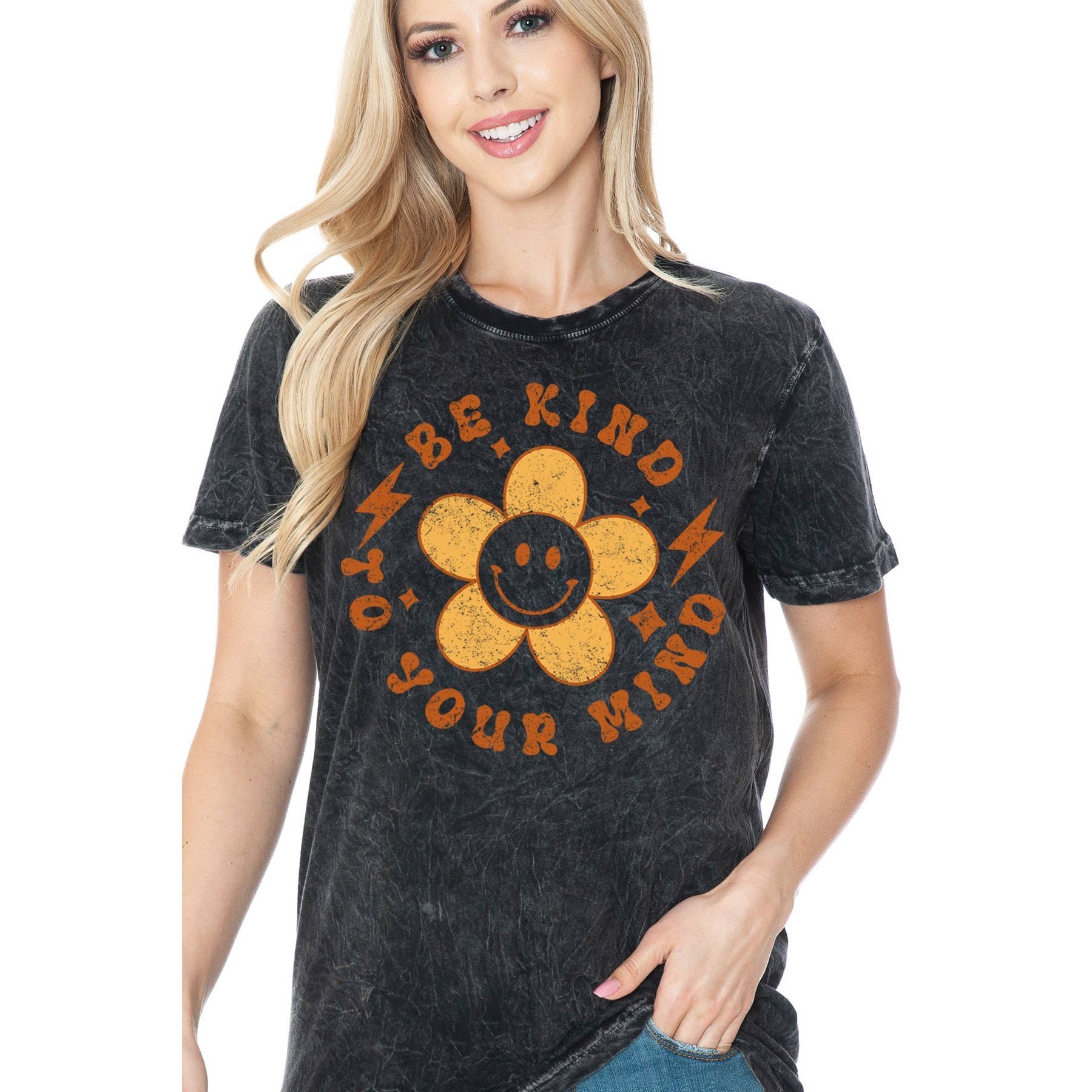 Be Kind- Mineral Wash - Adult & Kids T-Shirts, Sweatshirts & Hoodies apparel design preview 1