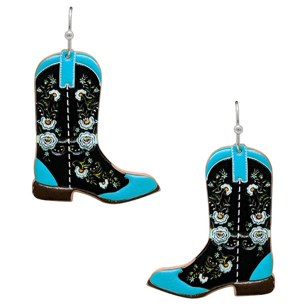 Cowboy Boots Floral Pattern Leather Hook Earrings - Adult & Kids T-Shirts, Sweatshirts & Hoodies apparel design preview 1