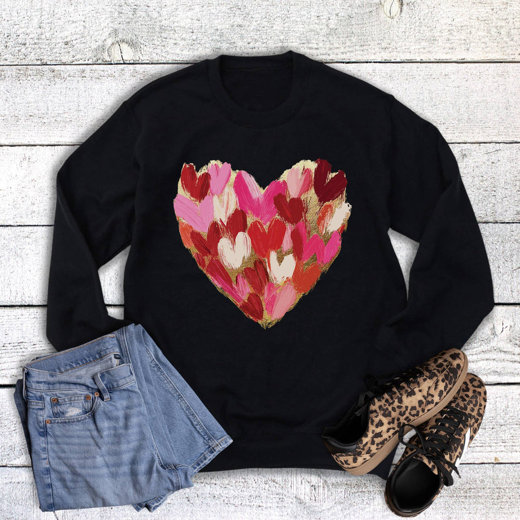 Valentine Faux Brushstroke Gold Heart - Adult & Kids T-Shirts, Sweatshirts & Hoodies apparel design preview 1