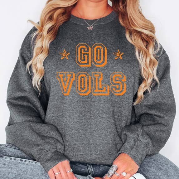 Go Vols Tennessee, Heather Gray Crew Fleece - Adult & Kids T-Shirts, Sweatshirts & Hoodies apparel design preview 1
