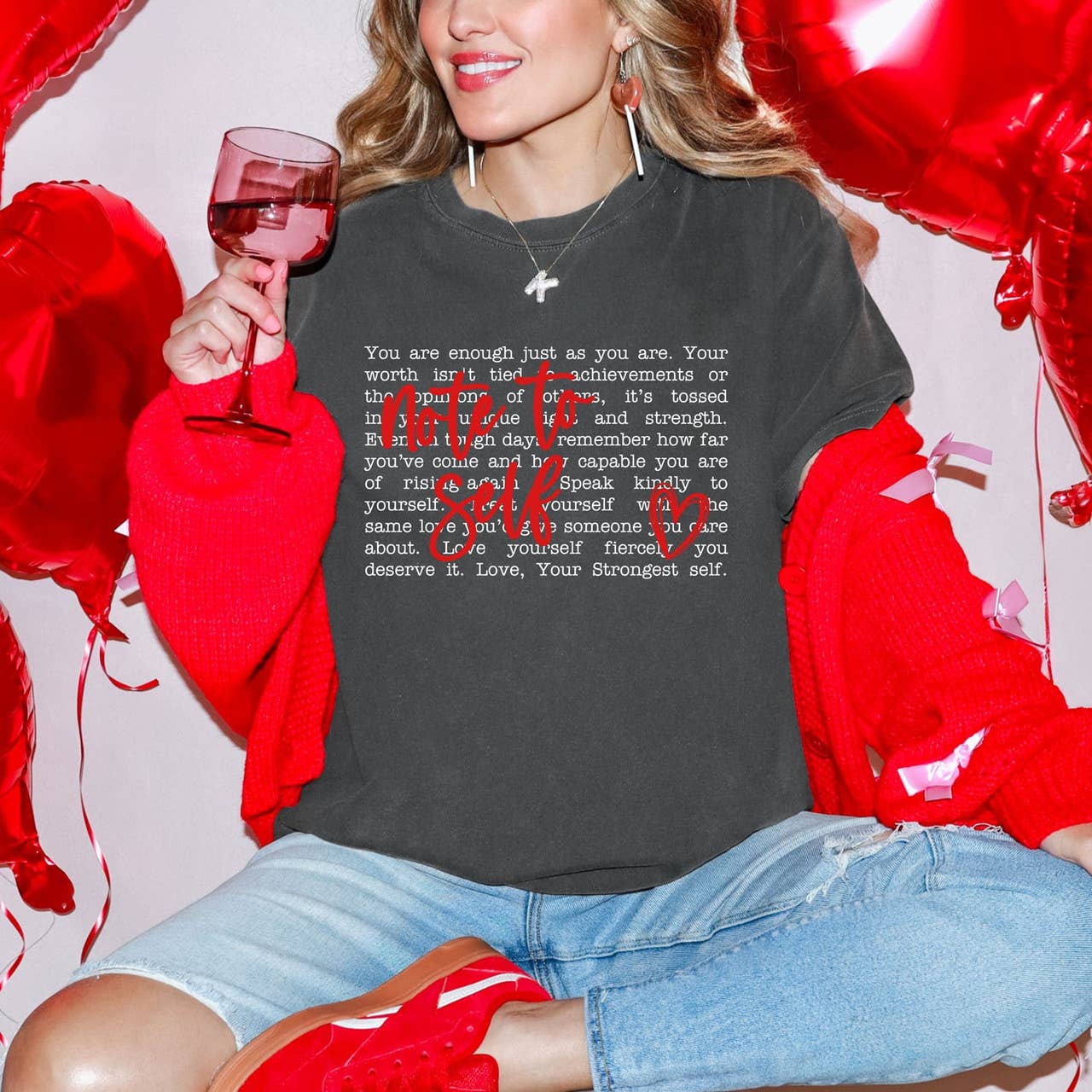 Note To Self Heart - Adult & Kids T-Shirts, Sweatshirts & Hoodies apparel design preview 1