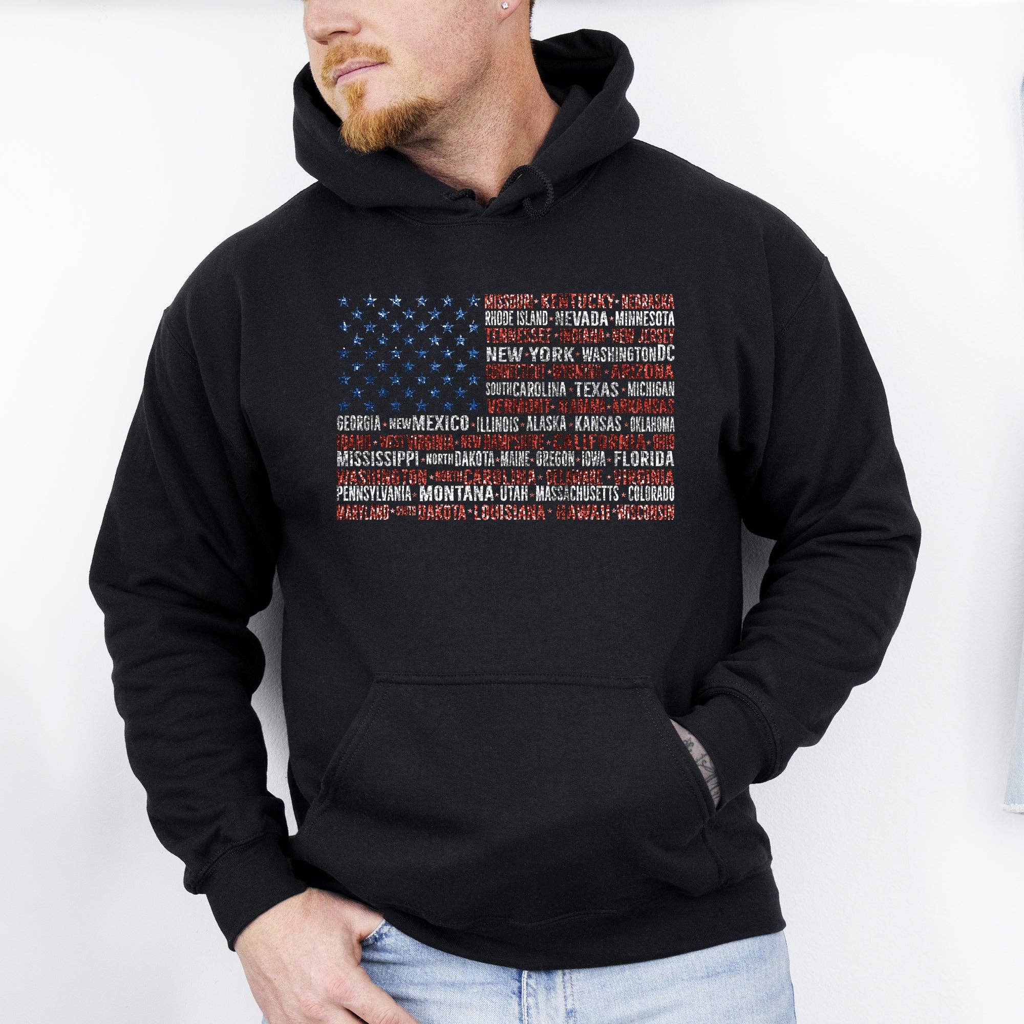 American Flag, States, USA, Patriotic 4th of July - Adult & Kids T-Shirts, Sweatshirts & Hoodies apparel design preview 1