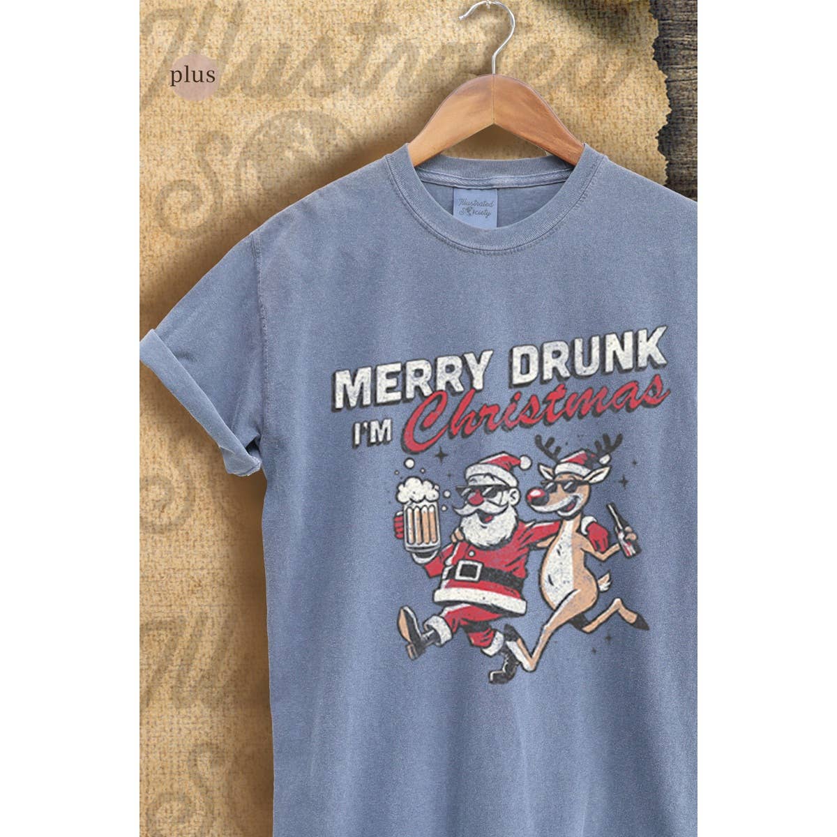 Merry Drunk Im Christmaas Vintage Graphic Plus - Adult & Kids T-Shirts, Sweatshirts & Hoodies apparel design preview 1