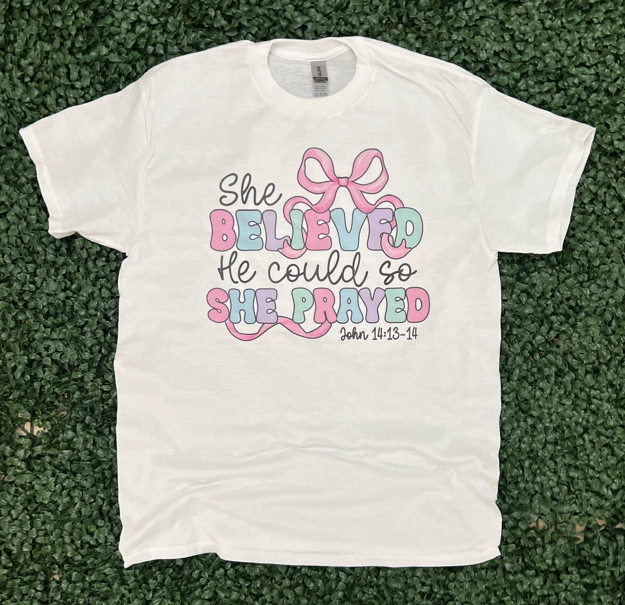 She Believed He Could So Prayed On White - Adult & Kids T-Shirts, Sweatshirts & Hoodies apparel design preview 1