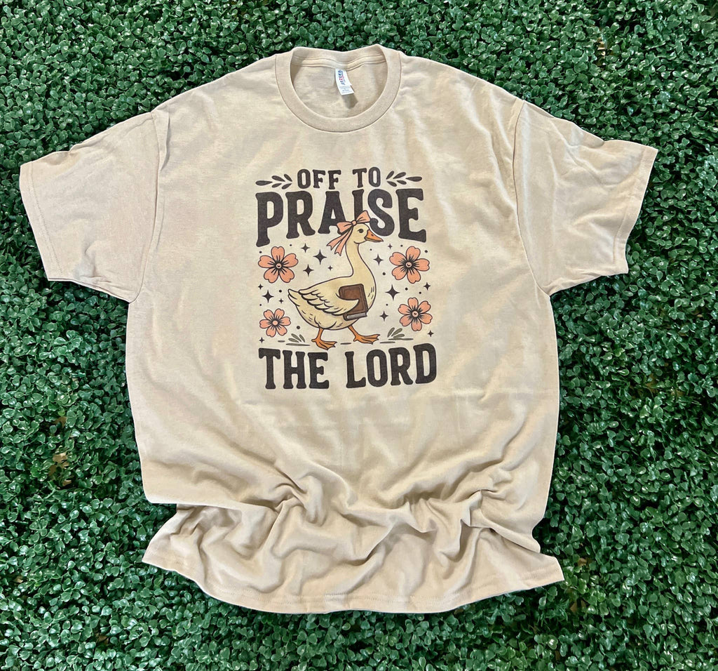 Off To Praise the Lord Goose On Sand - Adult & Kids T-Shirts, Sweatshirts & Hoodies apparel design preview 1