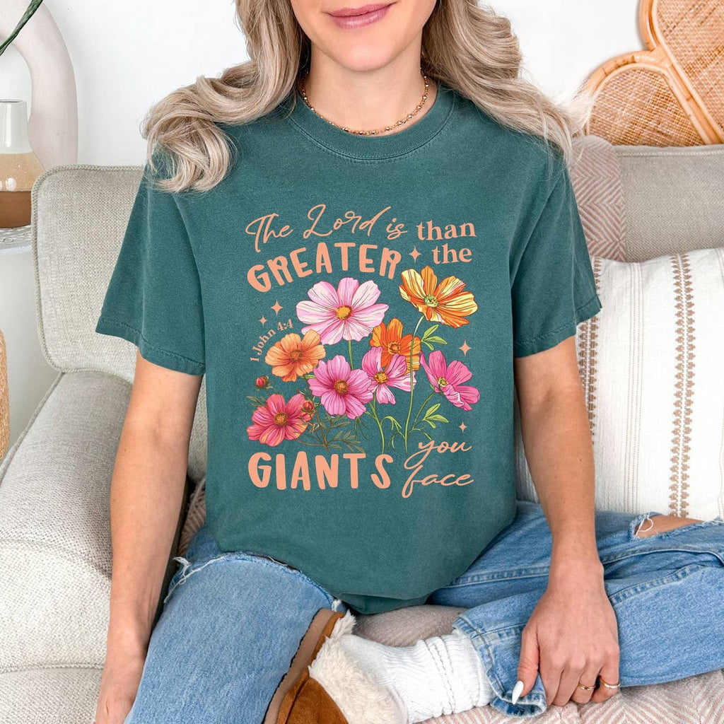 The Lord Is Greater Wild Flowers - Adult & Kids T-Shirts, Sweatshirts & Hoodies apparel design preview 1