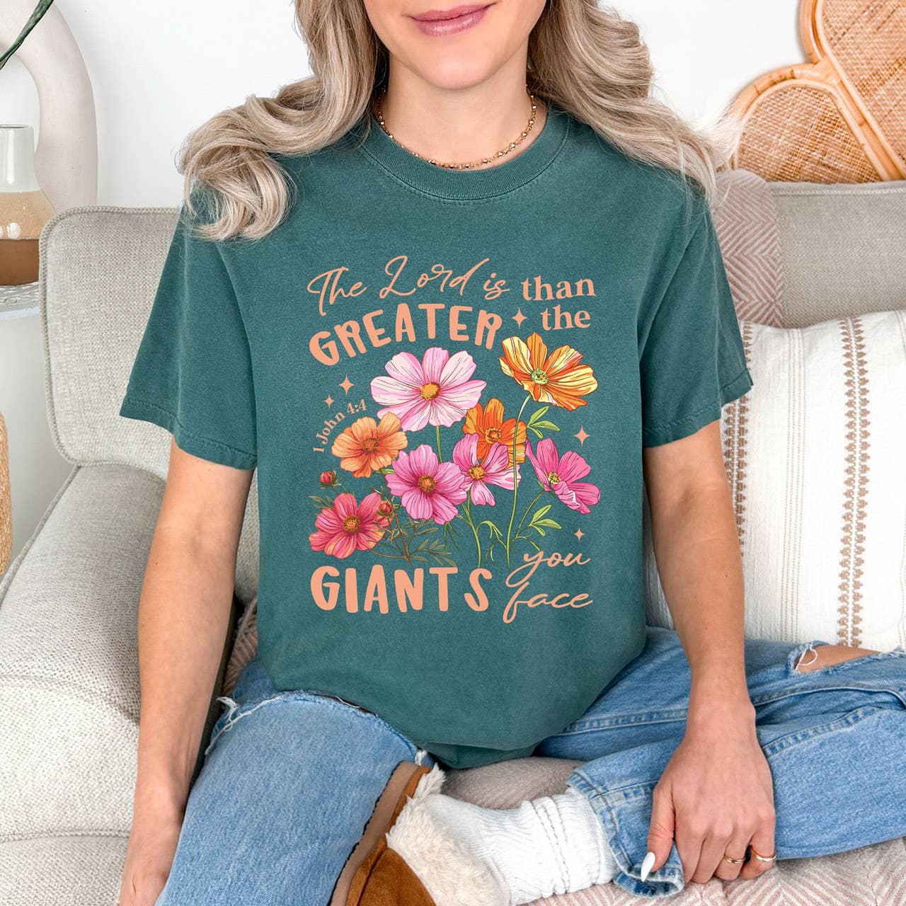 The Lord Is Greater Wild Flowers - Adult & Kids T-Shirts, Sweatshirts & Hoodies apparel design preview 1