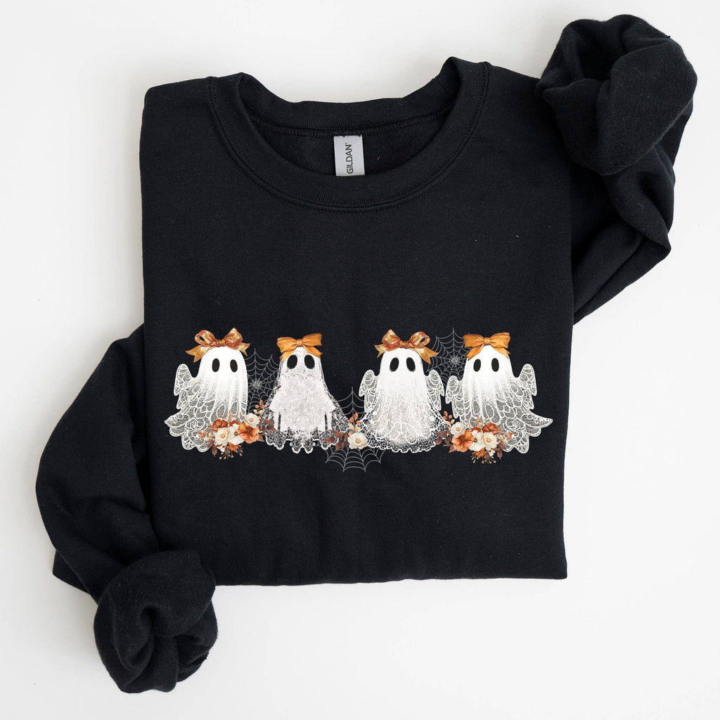Cute Ghosts, Lace, Halloween, Girly Ribbon Spooky - Adult & Kids T-Shirts, Sweatshirts & Hoodies apparel design preview 1