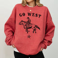 Go West, Cowboy, Horse, Western, Retro, Vintage, - Adult & Kids T-Shirts, Sweatshirts & Hoodies apparel design preview 1