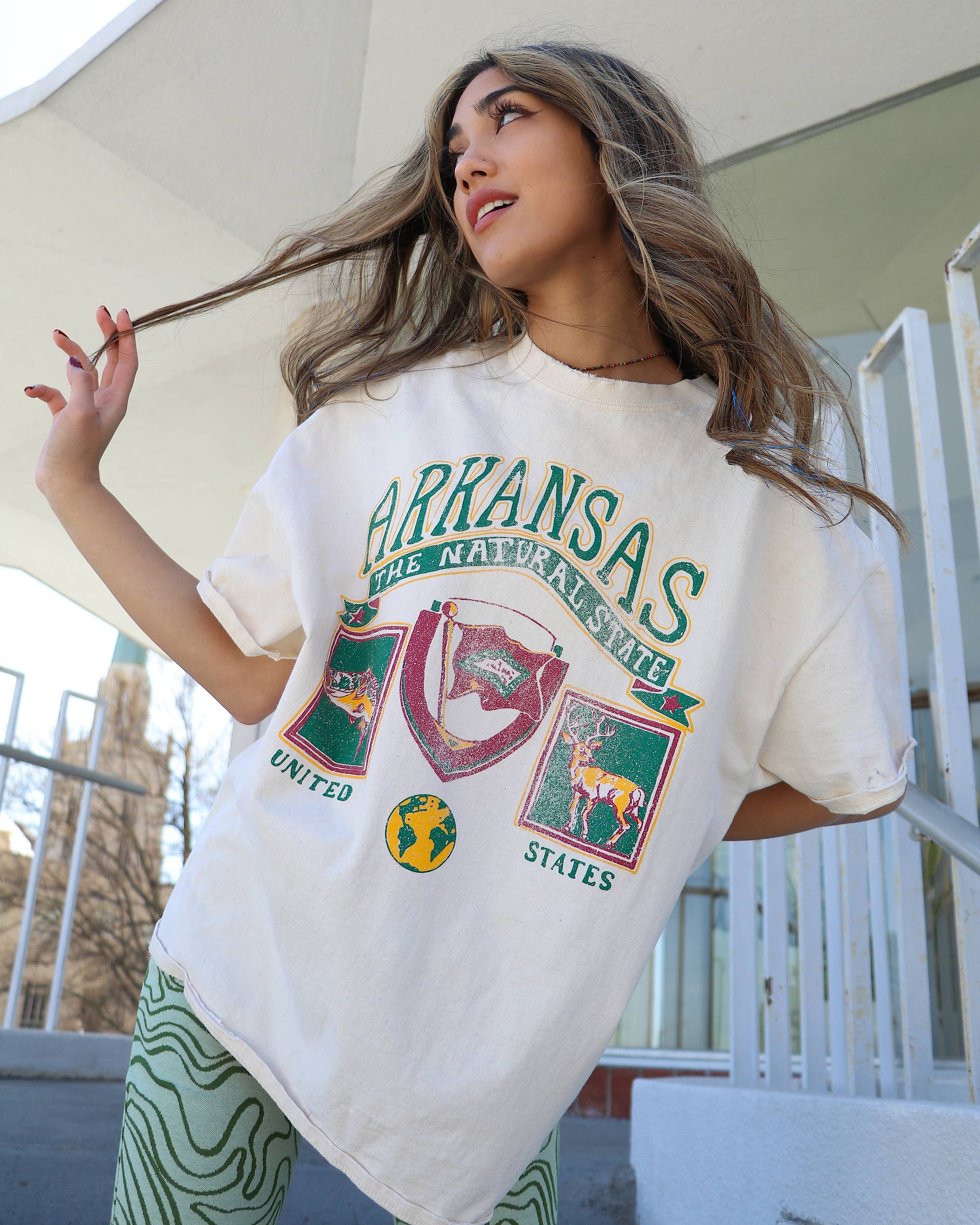 Arkansas Patch Off White Thrifted Graphic - Adult & Kids T-Shirts, Sweatshirts & Hoodies apparel design preview 1