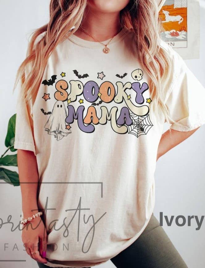 Spooky Mama Halloween Retro - Adult & Kids T-Shirts, Sweatshirts & Hoodies apparel design preview 1