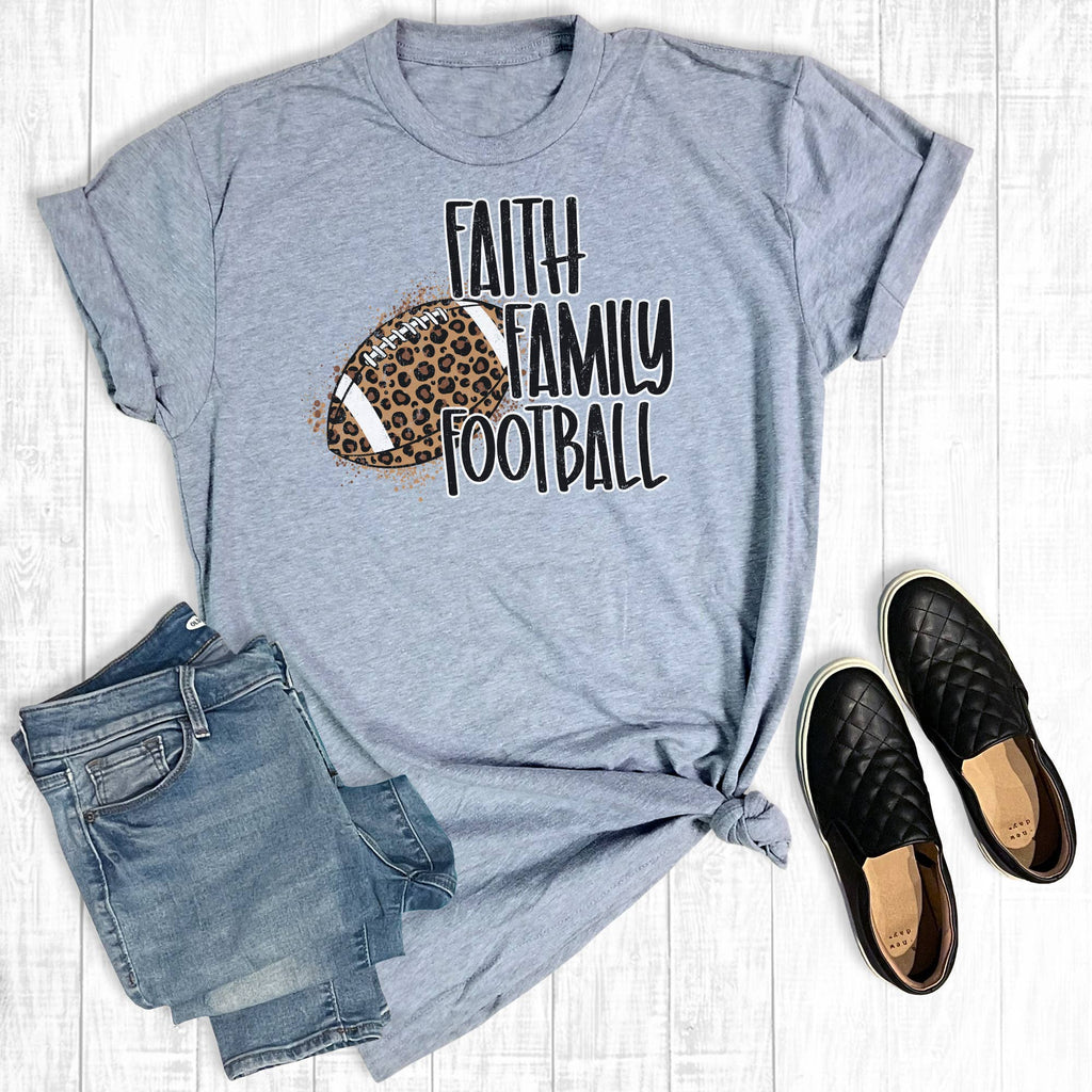 Leopard Faith Family Football - Adult & Kids T-Shirts, Sweatshirts & Hoodies apparel design preview 1