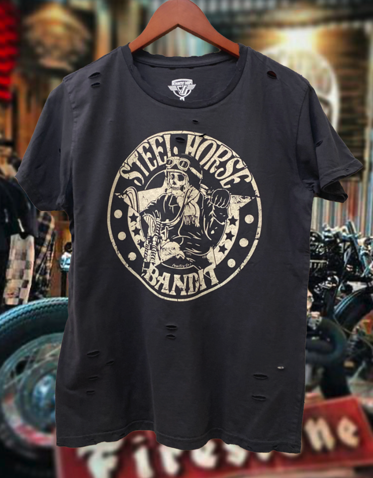 Steel Horse Bandit Distressed - Adult & Kids T-Shirts, Sweatshirts & Hoodies apparel design preview 1