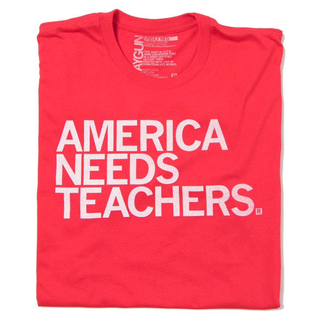 America Needs Teachers Red - Adult & Kids T-Shirts, Sweatshirts & Hoodies apparel design preview 1