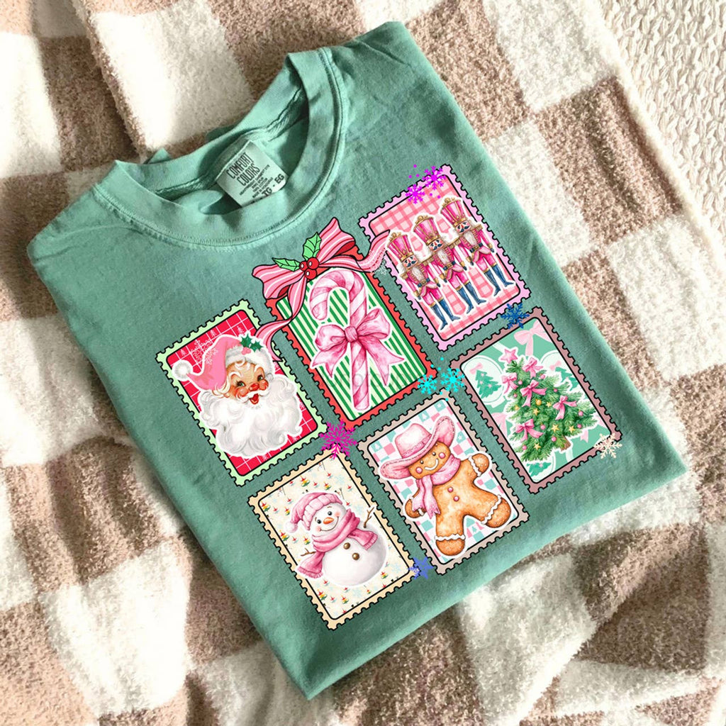 Christmas Stamps Collage - Adult & Kids T-Shirts, Sweatshirts & Hoodies apparel design preview 1