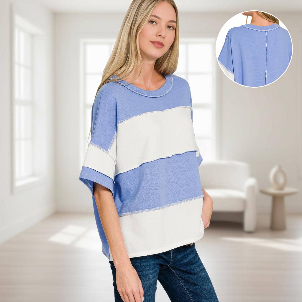 0107 French Terry Color Block Exposed Seam Top - Adult & Kids T-Shirts, Sweatshirts & Hoodies apparel design preview 1