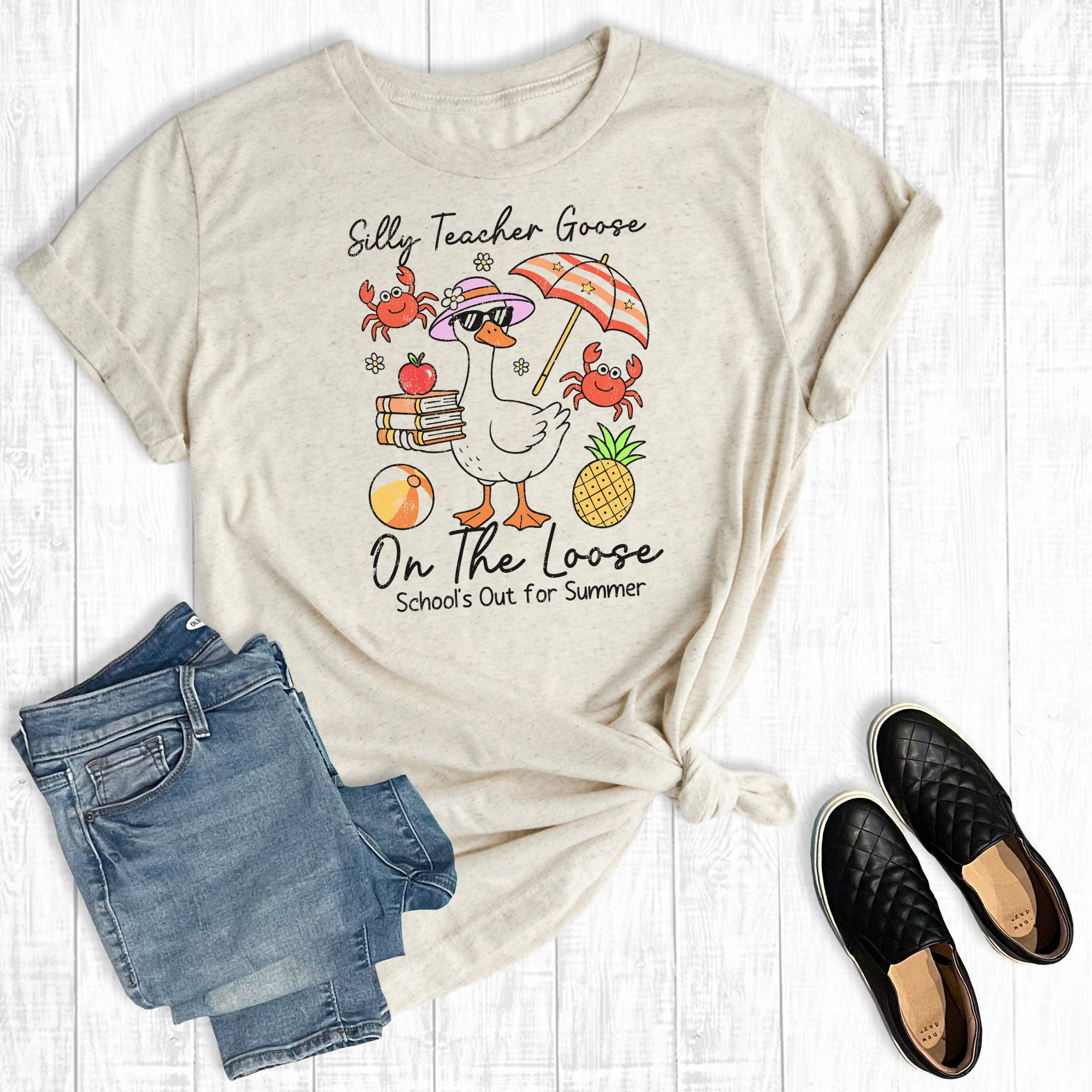 Funny Silly Teacher Goose On the Loose Graphic - Adult & Kids T-Shirts, Sweatshirts & Hoodies apparel design preview 1