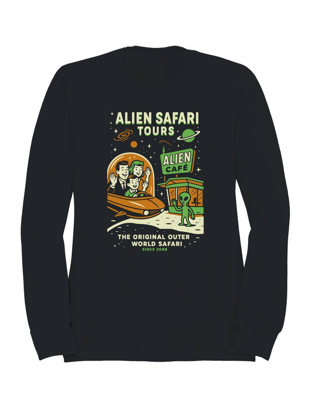 Alien Safari Tours Vintage Design Men's - Adult & Kids T-Shirts, Sweatshirts & Hoodies apparel design preview 1