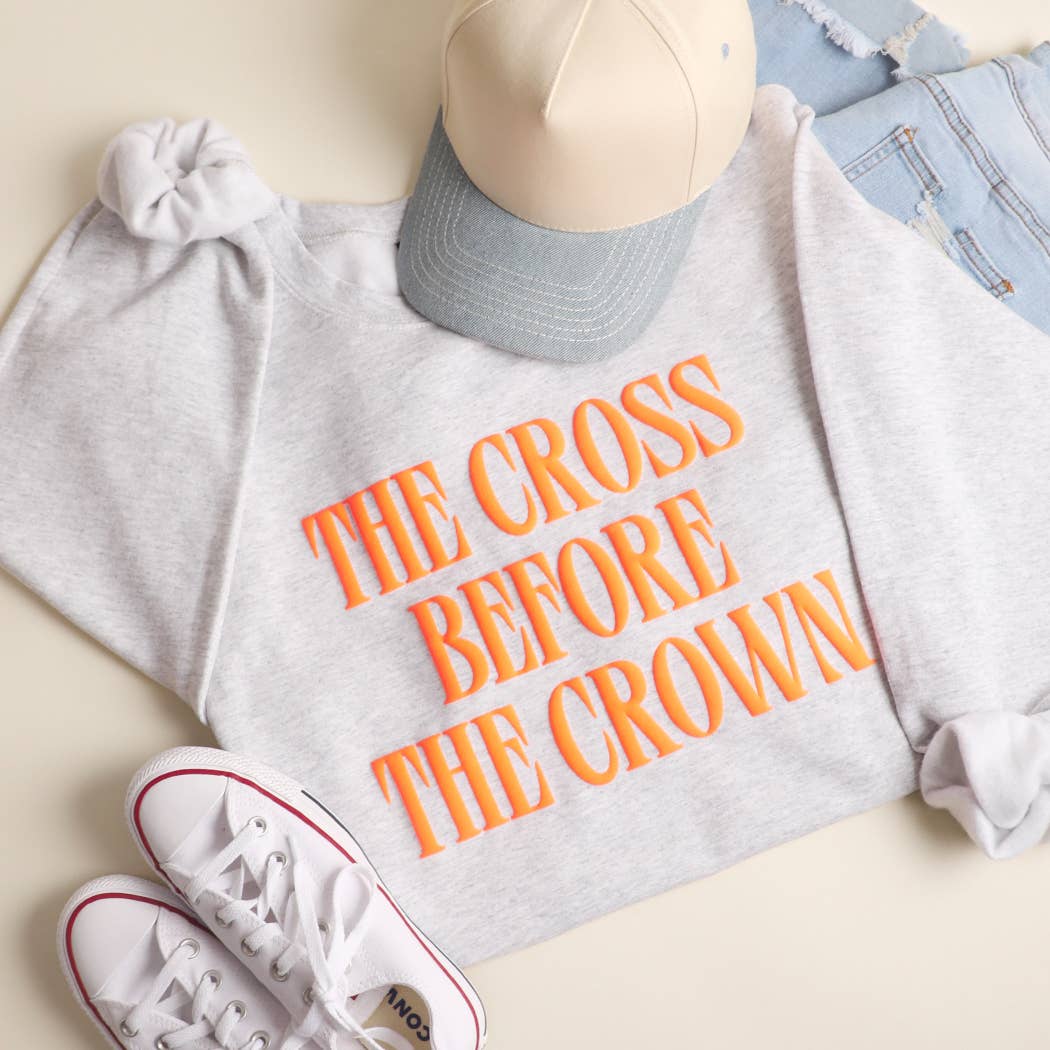 The Cross Before Crown Puff Print Heavyweight - Adult & Kids T-Shirts, Sweatshirts & Hoodies apparel design preview 1