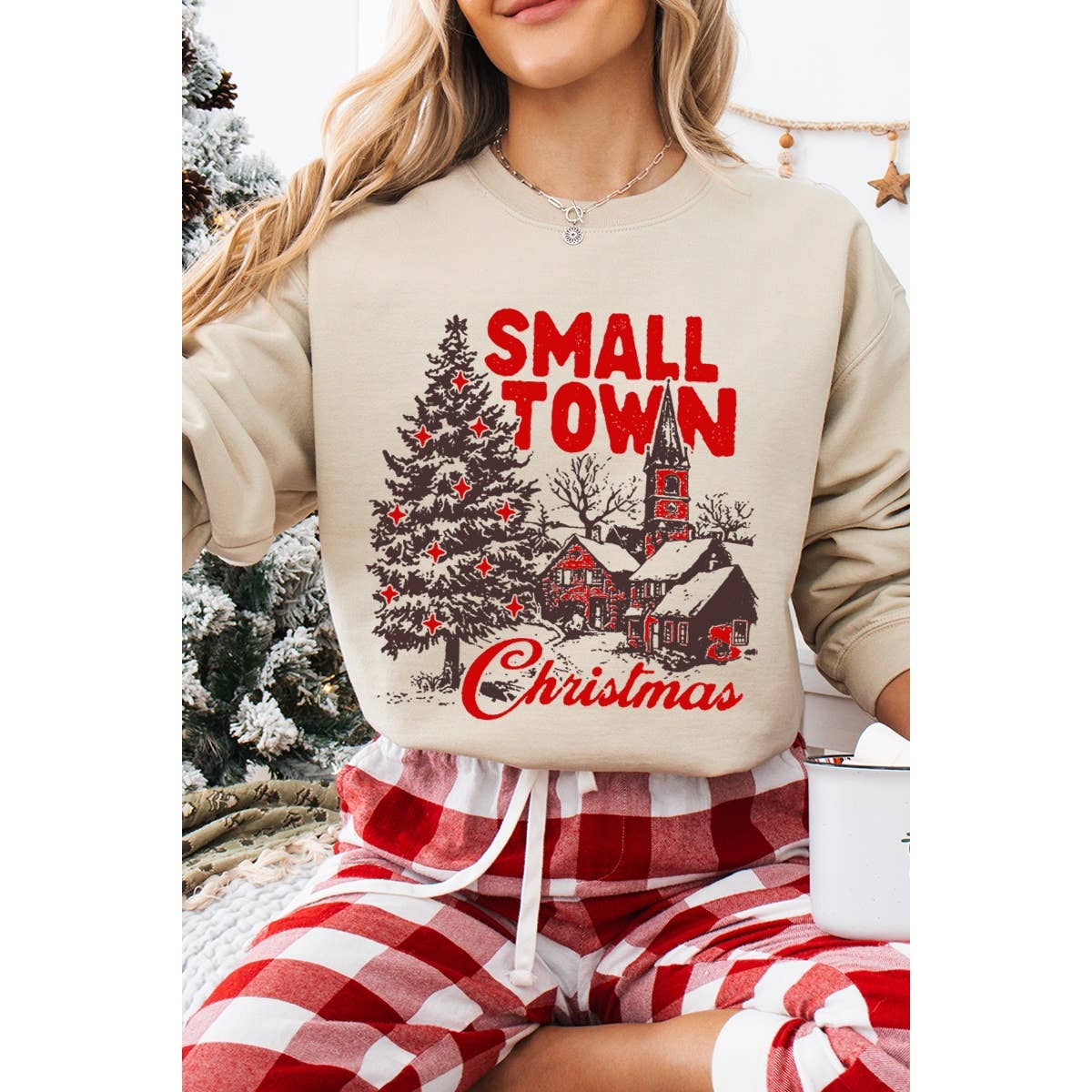 Small Town Christmas Print Vintage Graphic - Adult & Kids T-Shirts, Sweatshirts & Hoodies apparel design preview 1