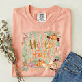 Hello Fall Pumpkin Collage Comfort Colors Peach - Adult & Kids T-Shirts, Sweatshirts & Hoodies apparel design preview 1