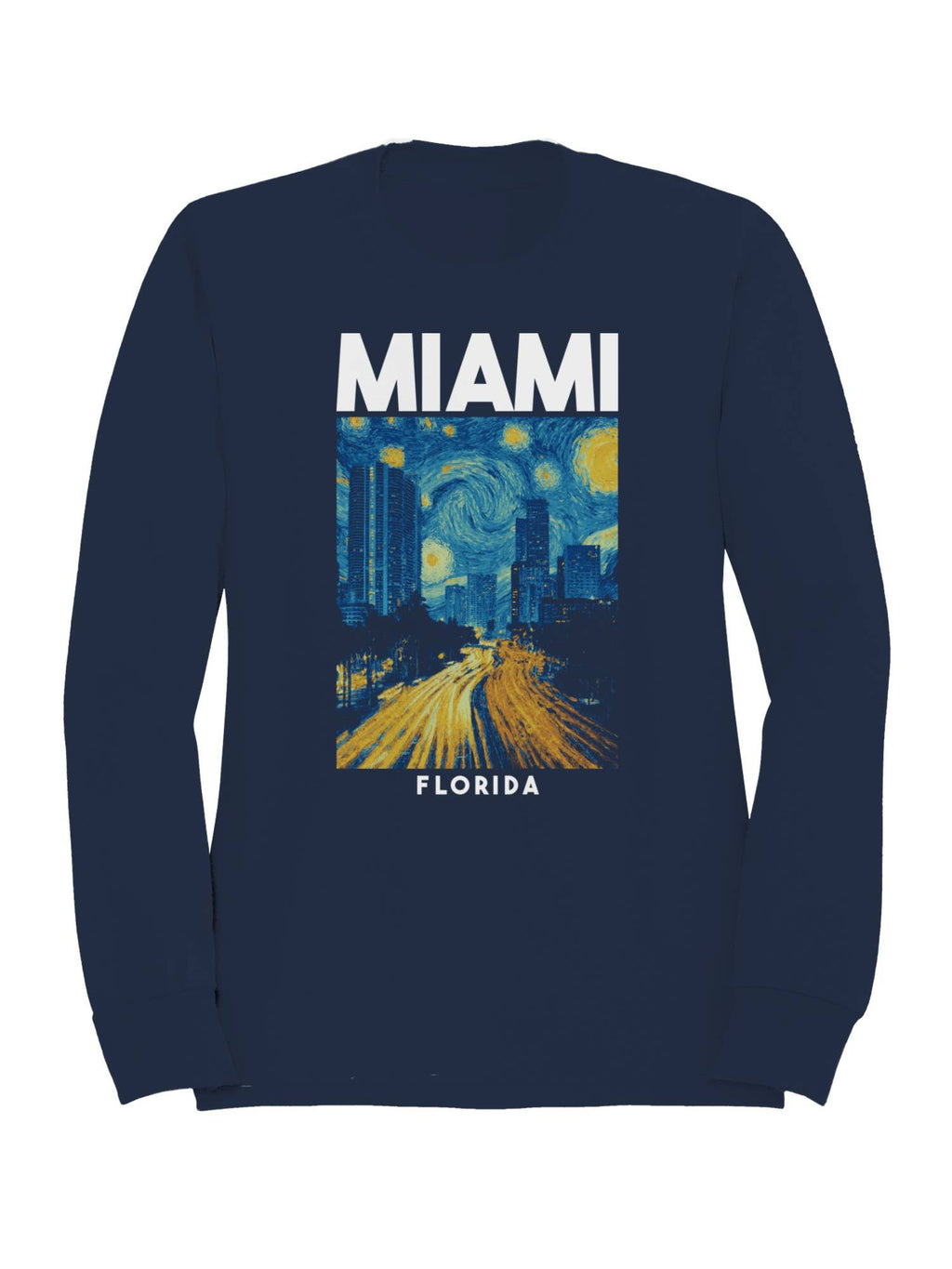 Miami Starry Night Skyline Art Women's - Adult & Kids T-Shirts, Sweatshirts & Hoodies apparel design preview 1