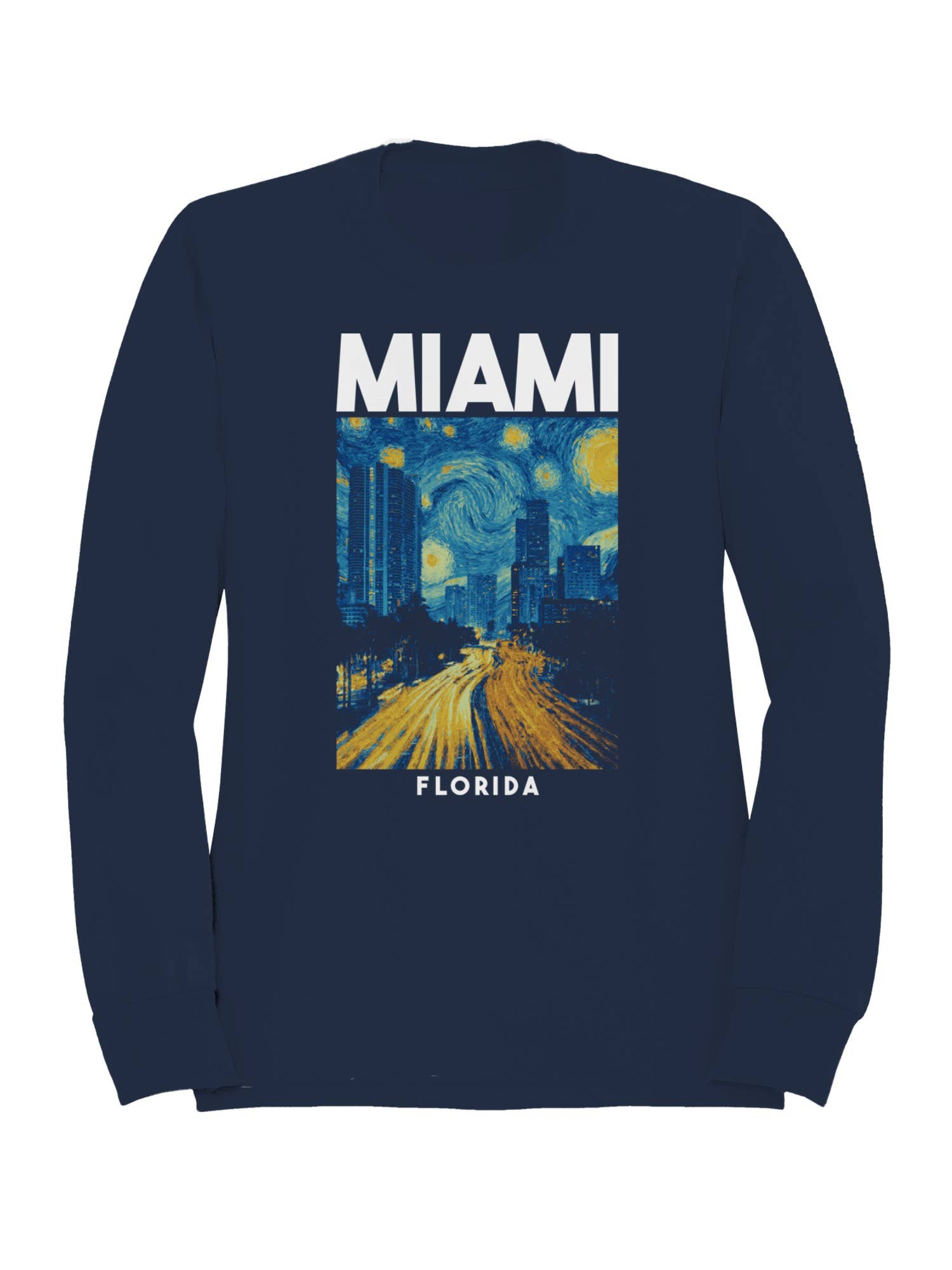 Miami Starry Night Skyline Art Women's - Adult & Kids T-Shirts, Sweatshirts & Hoodies apparel design preview 1