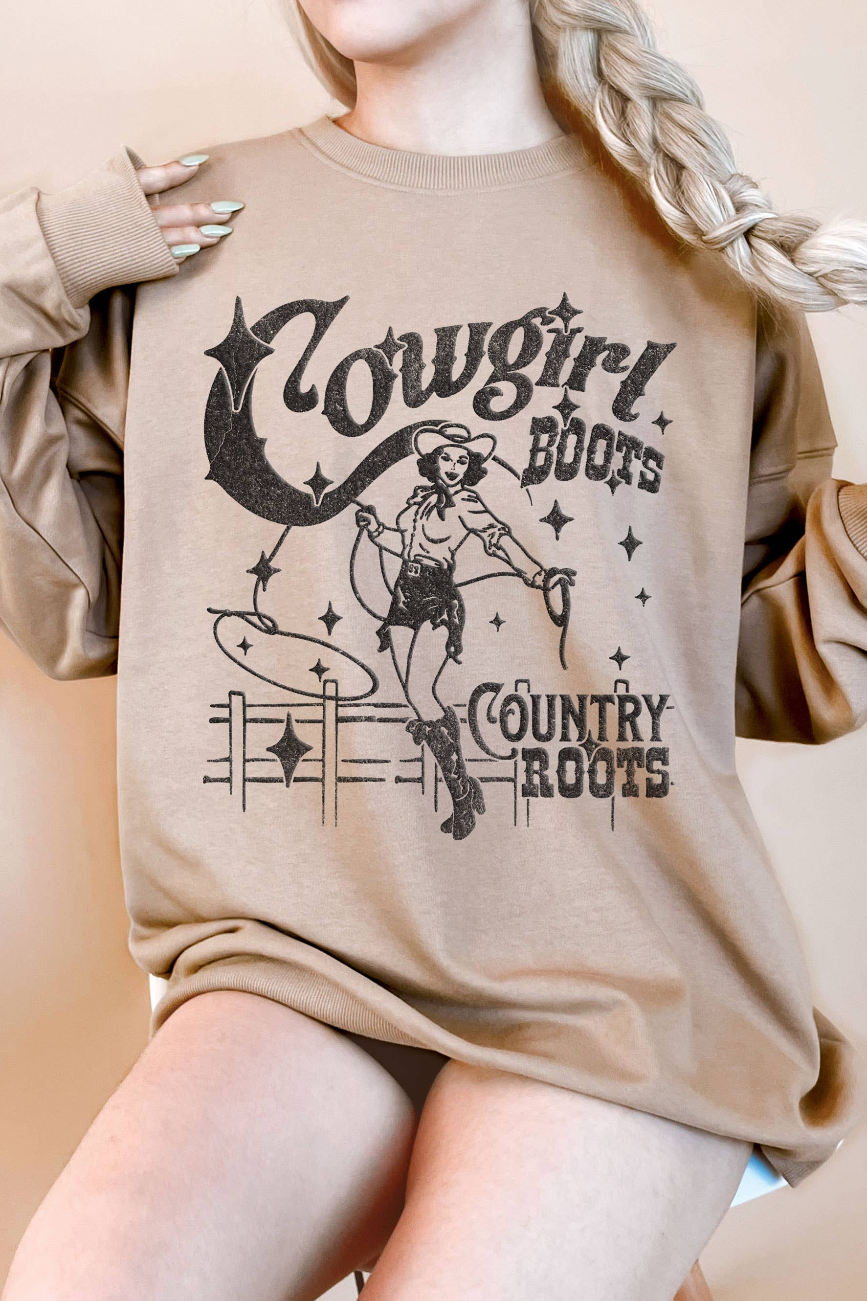 Cowgirl Boots Country Roots Oversize Graphic - Adult & Kids T-Shirts, Sweatshirts & Hoodies apparel design preview 1