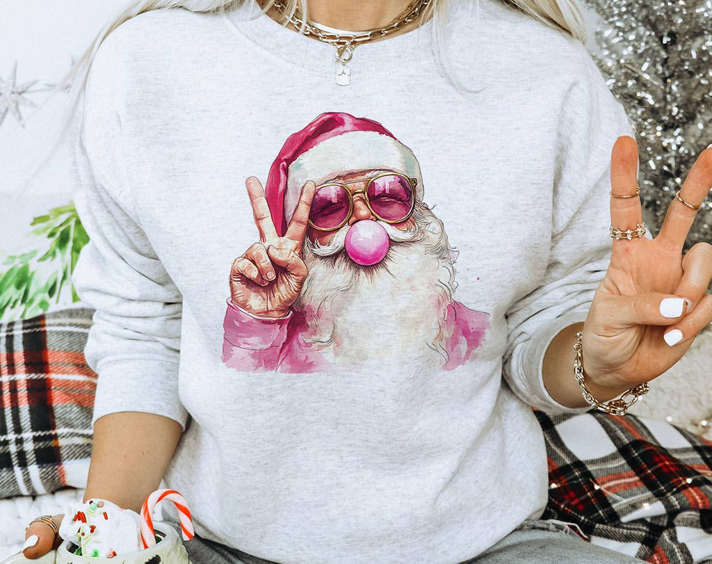 Santa Clause Peace Bubble Gum Retro Christmas - Adult & Kids T-Shirts, Sweatshirts & Hoodies apparel design preview 1