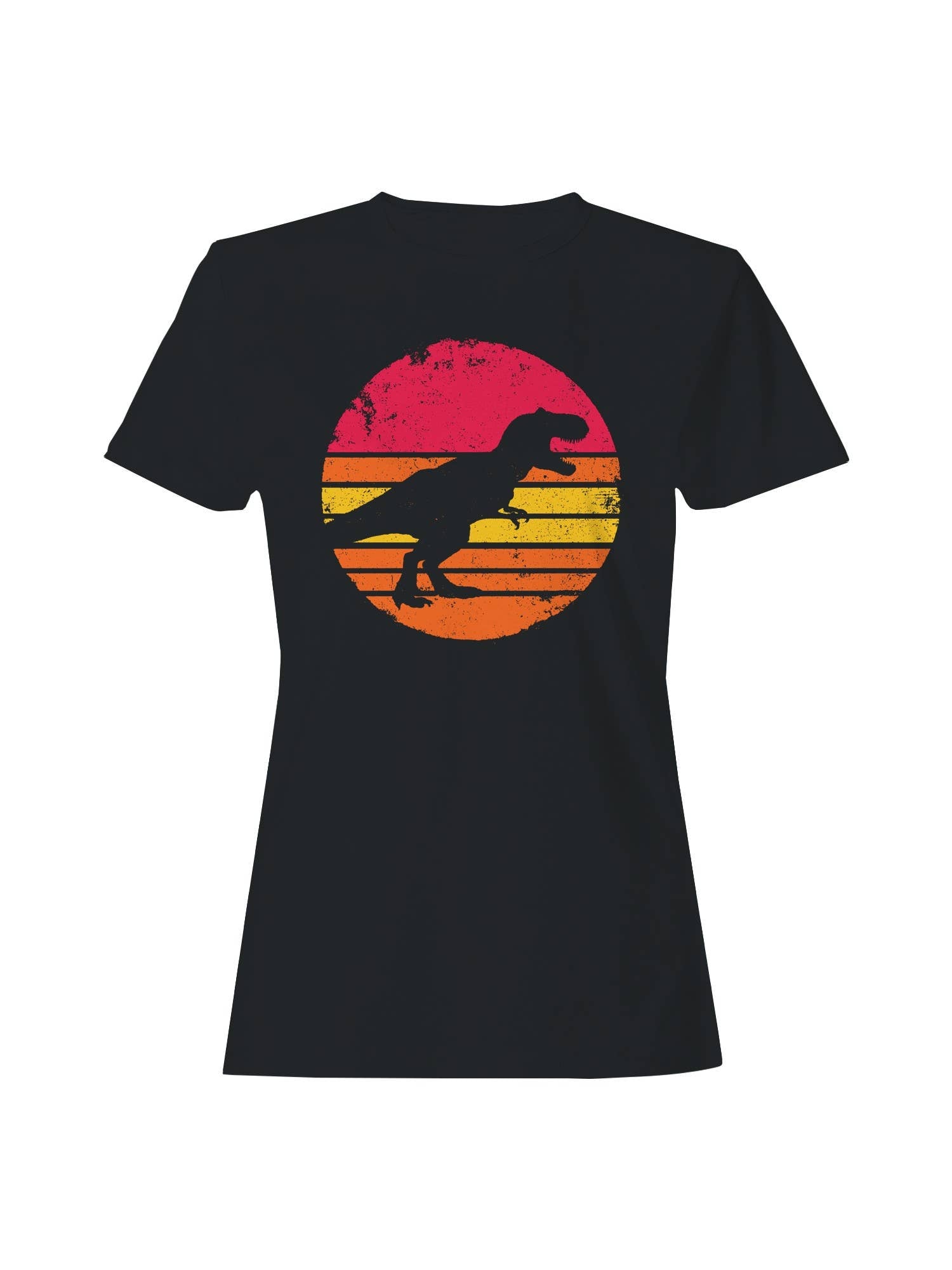 Retro Dinosaur Sunset Silhouette Women's - Adult & Kids T-Shirts, Sweatshirts & Hoodies apparel design preview 1