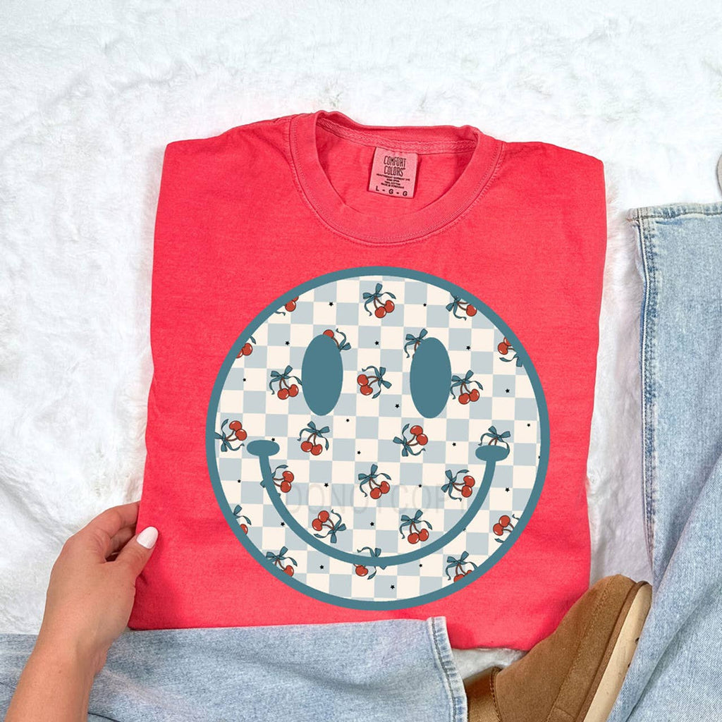 Cherry Checkered Happy Face - Adult & Kids T-Shirts, Sweatshirts & Hoodies apparel design preview 1