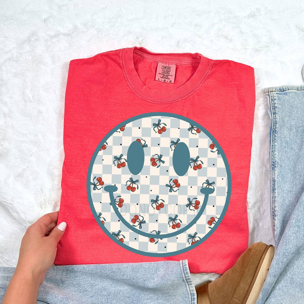 Cherry Checkered Happy Face - Adult & Kids T-Shirts, Sweatshirts & Hoodies apparel design preview 1