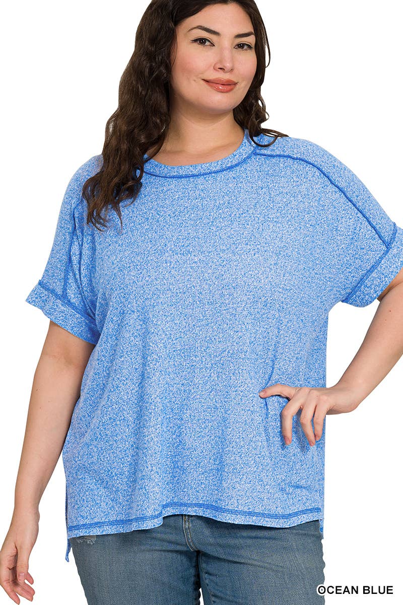 .0827 Plus Soft Melange Folded Sleeve Hi Low SI-27466 - Adult & Kids T-Shirts, Sweatshirts & Hoodies apparel design preview 1