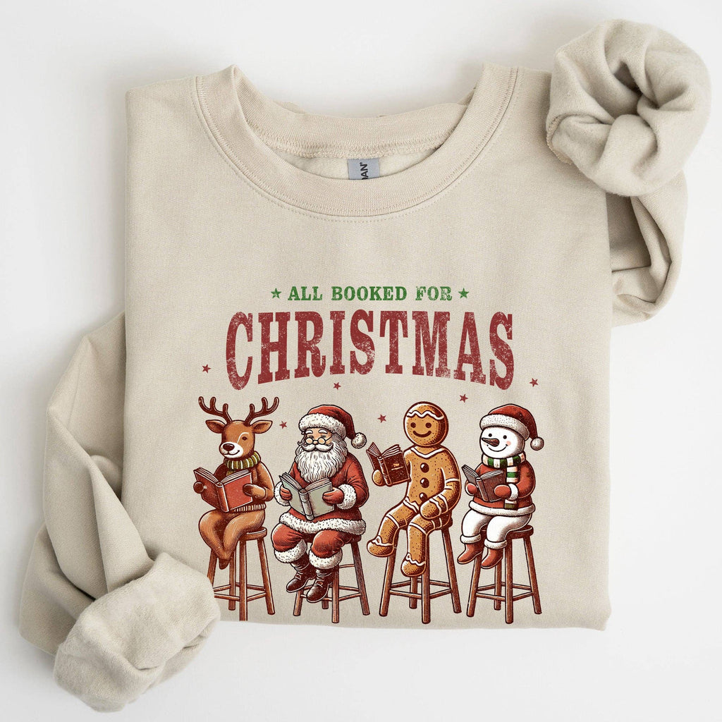 All Booked For Christmas, Reindeer, Teacher Books - Adult & Kids T-Shirts, Sweatshirts & Hoodies apparel design preview 1