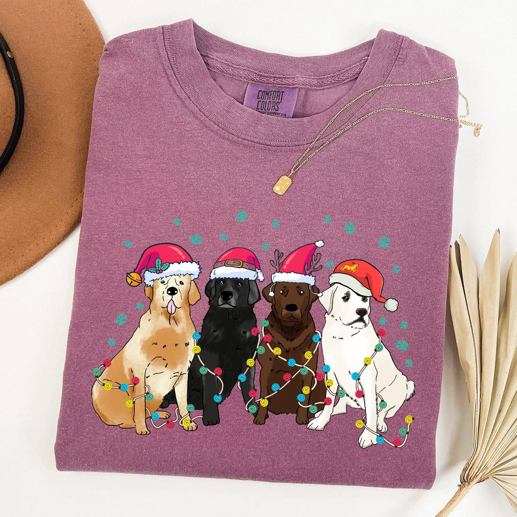 Christmas Dogs, Puppies, Dog Lovers, Santa Xmas - Adult & Kids T-Shirts, Sweatshirts & Hoodies apparel design preview 1