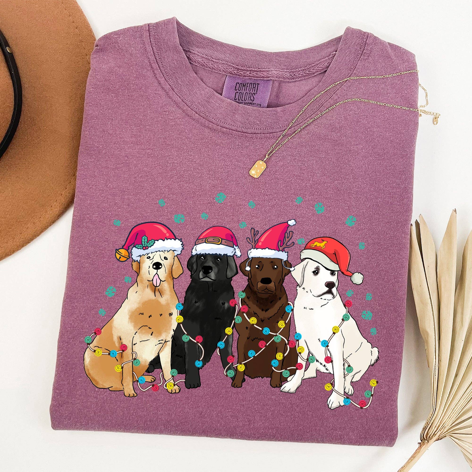 Christmas Dogs, Puppies, Dog Lovers, Santa Xmas - Adult & Kids T-Shirts, Sweatshirts & Hoodies apparel design preview 1