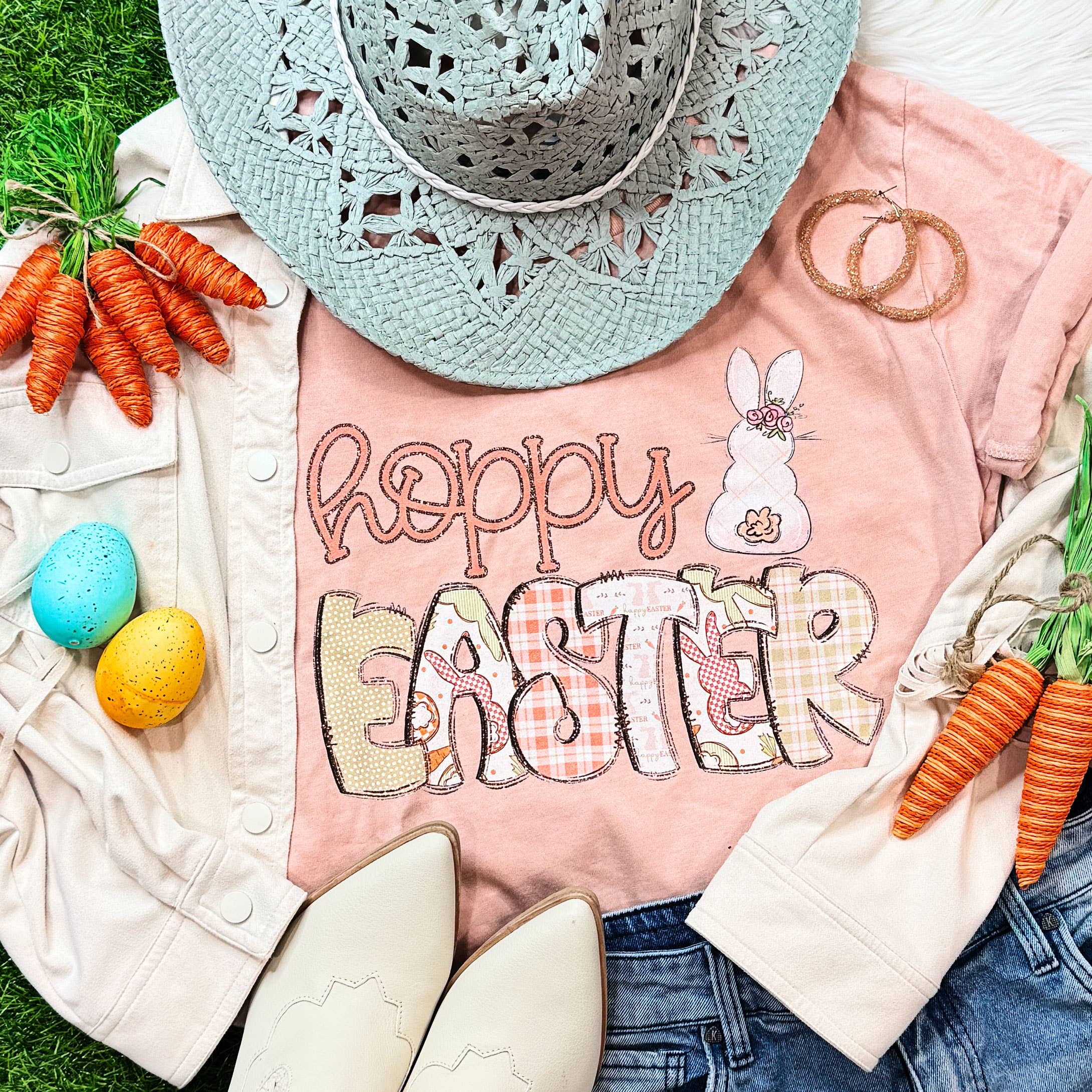 Hoppy Easter Boho - Adult & Kids T-Shirts, Sweatshirts & Hoodies apparel design preview 1